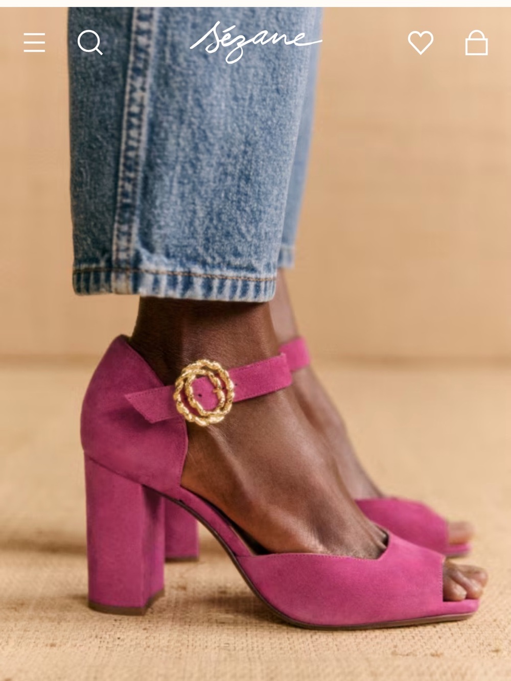 Sezane Fara High Heeled Mary Janes in Fuchsia